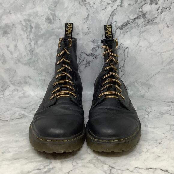 Dr. Martens Mens 13M Black Awley 8 Eye Leather Combat Boots Lace Up Lug Sole A14 - Picture 2 of 11